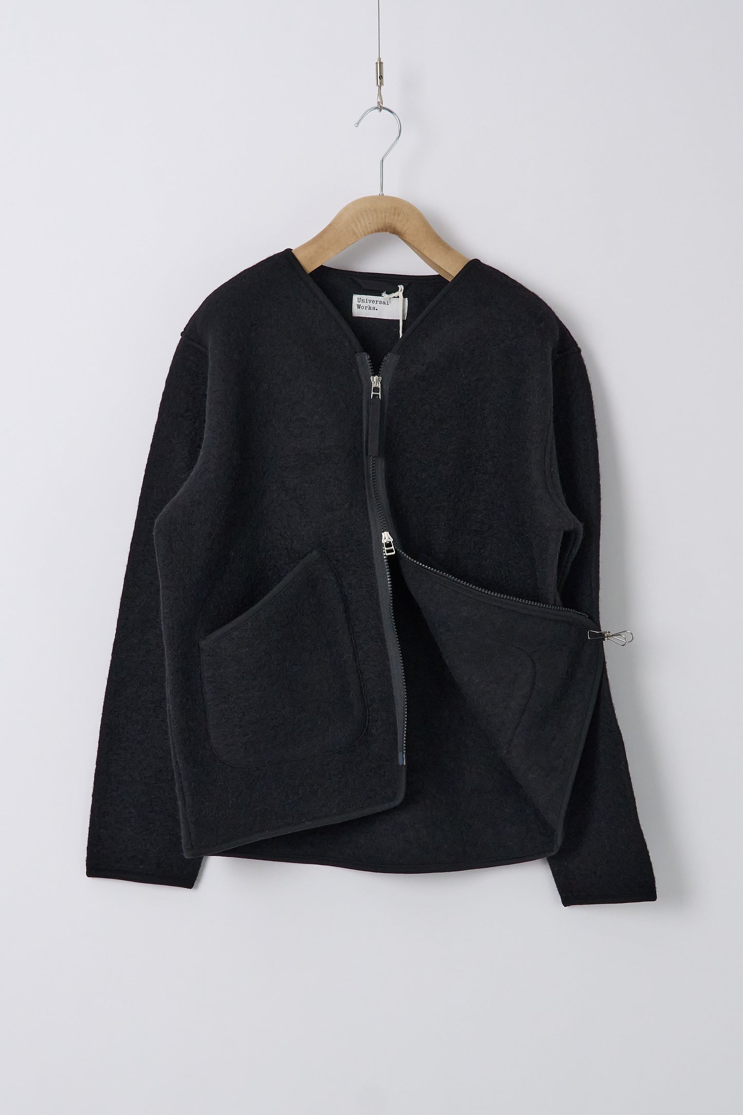 Zip Liner Jacket in Wool Fleece - Black