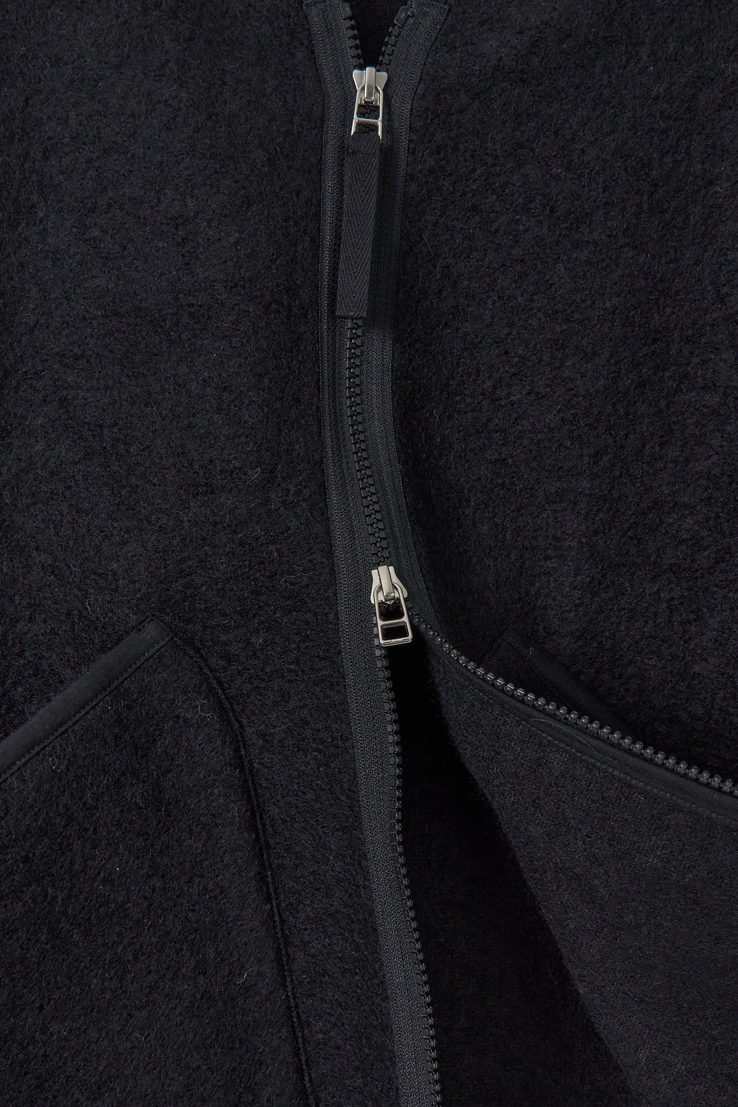 Zip Liner Jacket in Wool Fleece - Black
