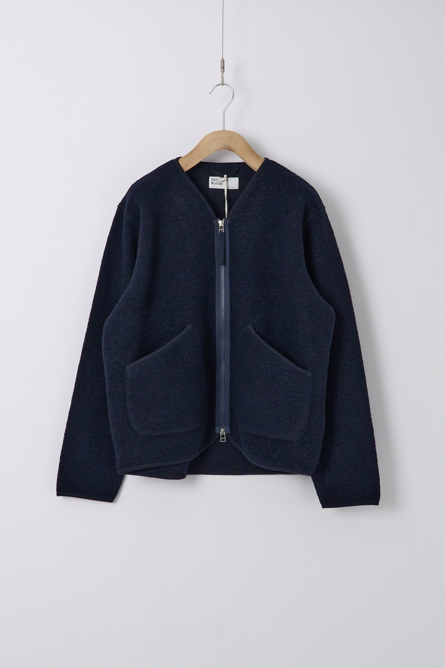 Zip Liner Jacket in Wool Fleece - Navy