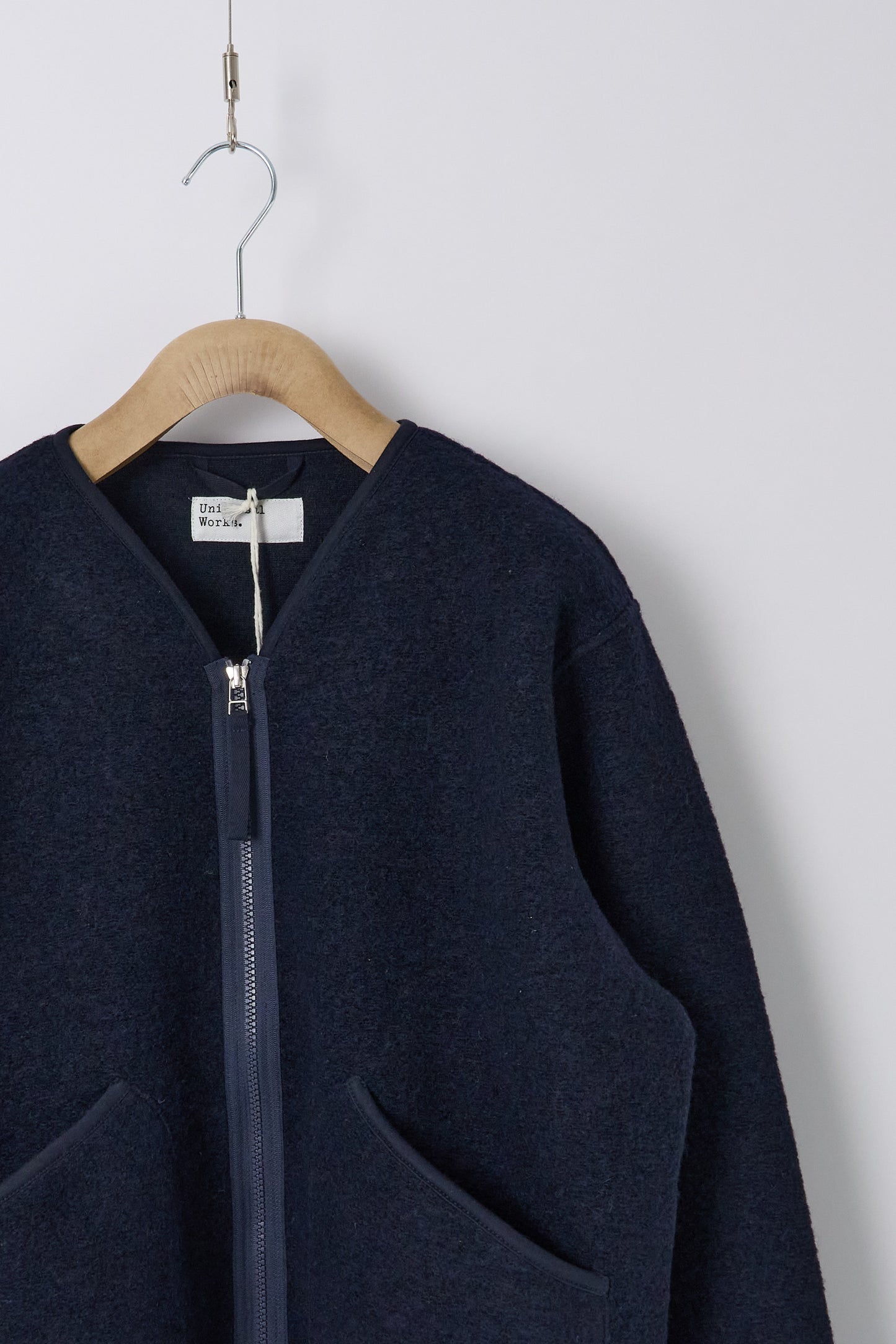 Zip Liner Jacket in Wool Fleece - Navy