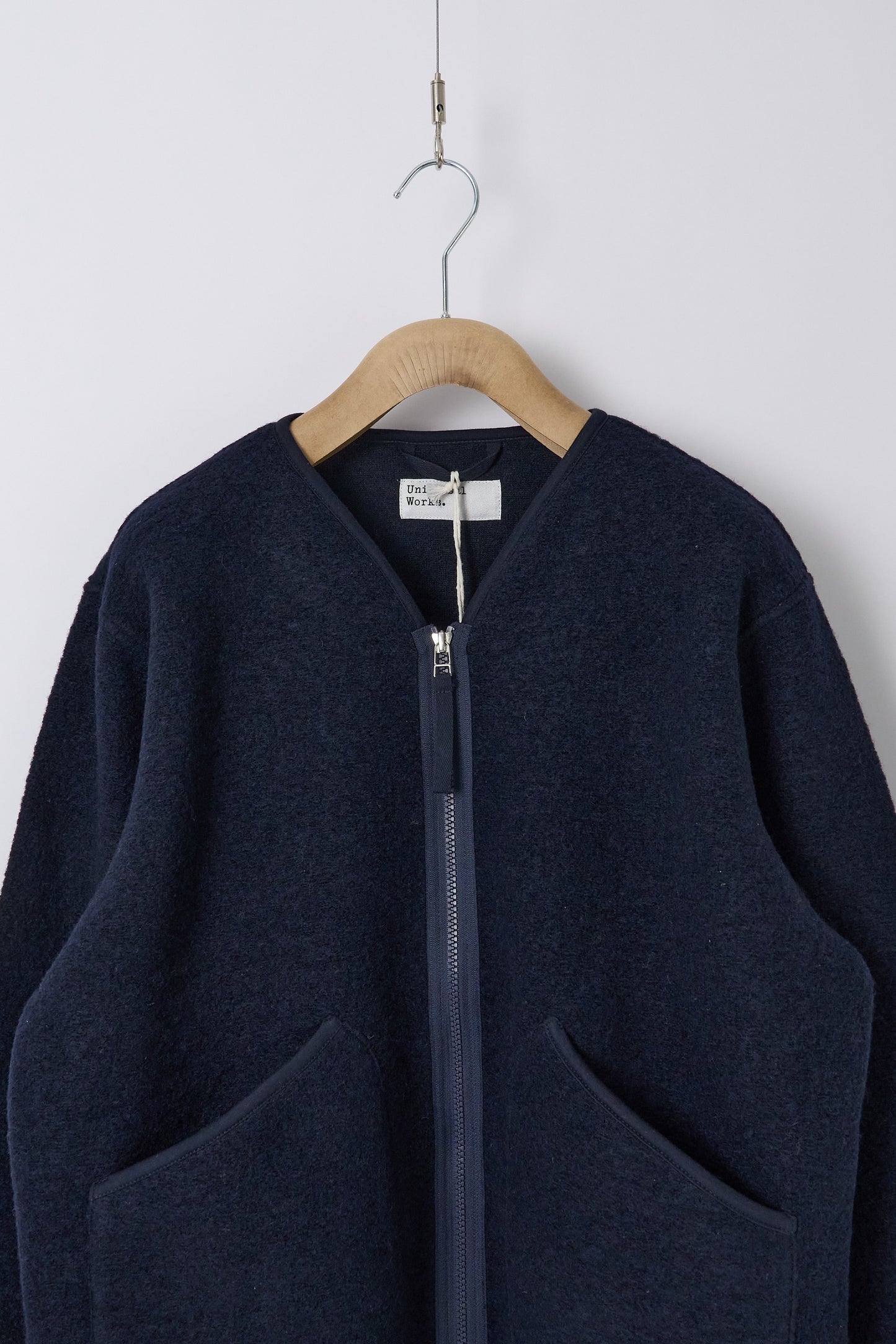 Zip Liner Jacket in Wool Fleece - Navy