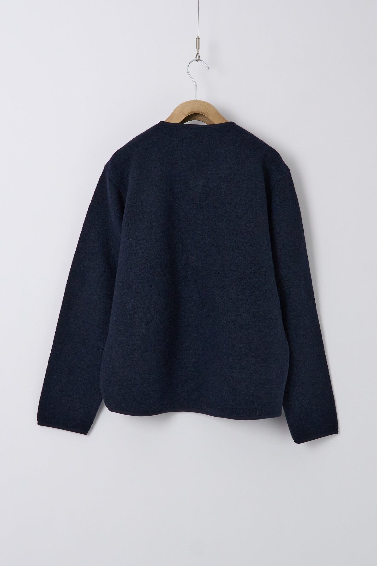 Zip Liner Jacket in Wool Fleece - Navy