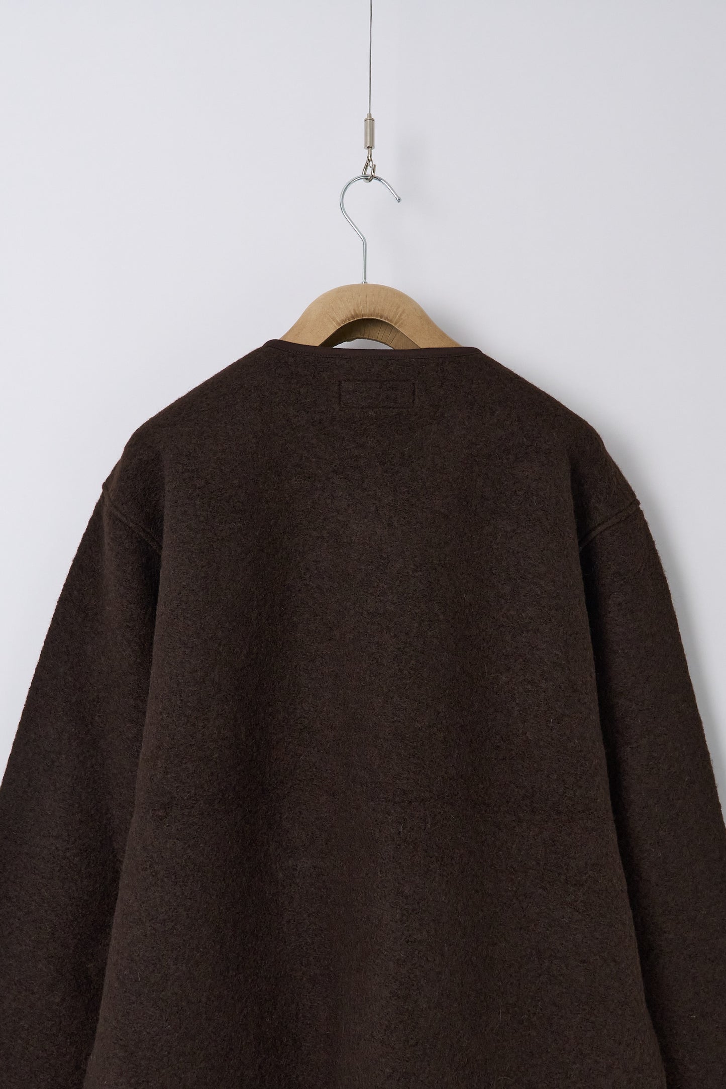Zip Liner Jacket in Wool Fleece - Brown