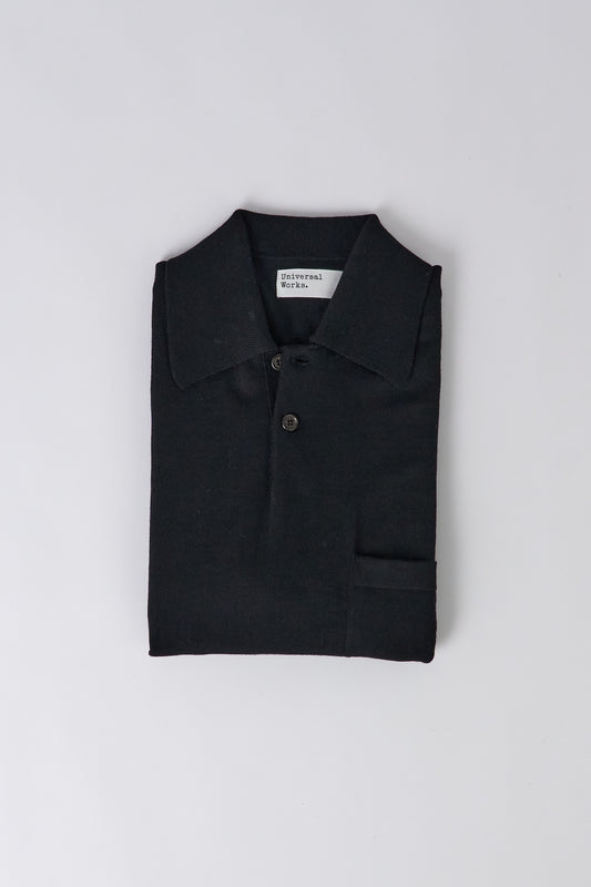 S/S Pullover Knit Shirt II Woolcot Bio - Black