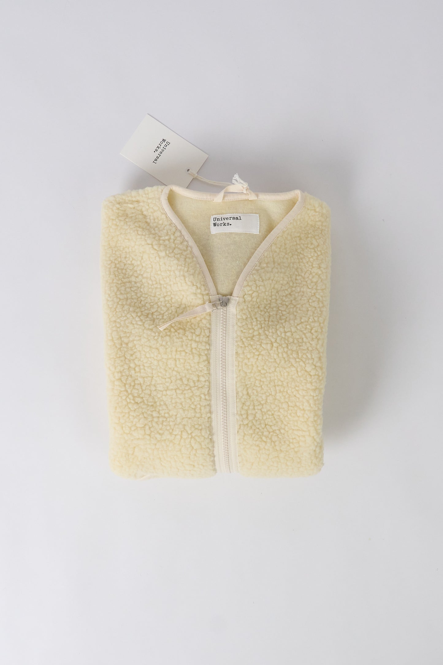 Zip Liner Jacket in Wool Fleece - Ecru