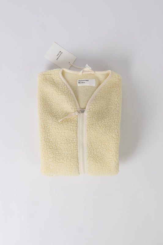 Zip Liner Jacket in Wool Fleece - Ecru