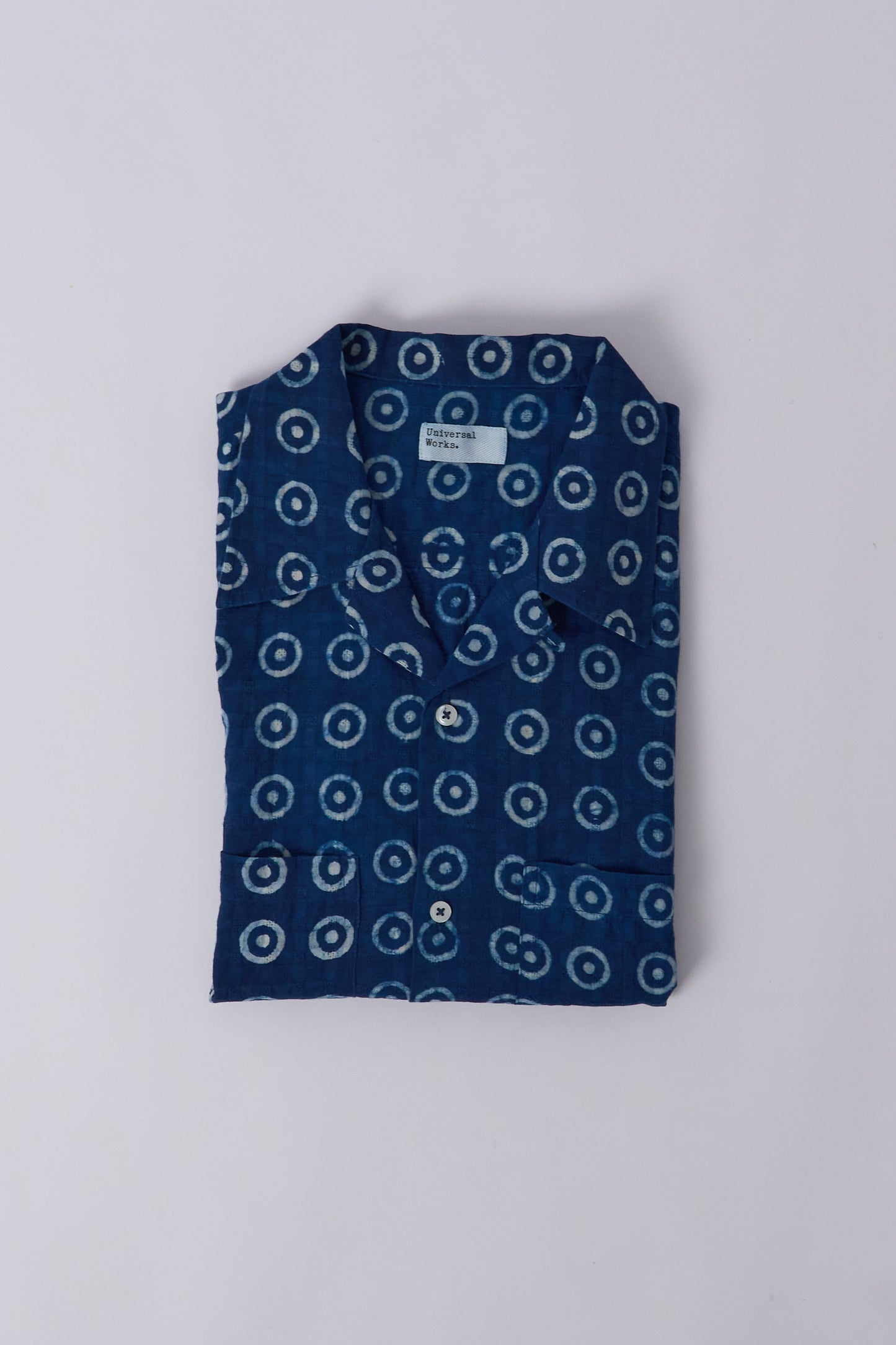 Camper Shirt Block Print Circles - Indigo