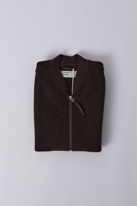Zip Waistcoat in Wool Fleece - Brown