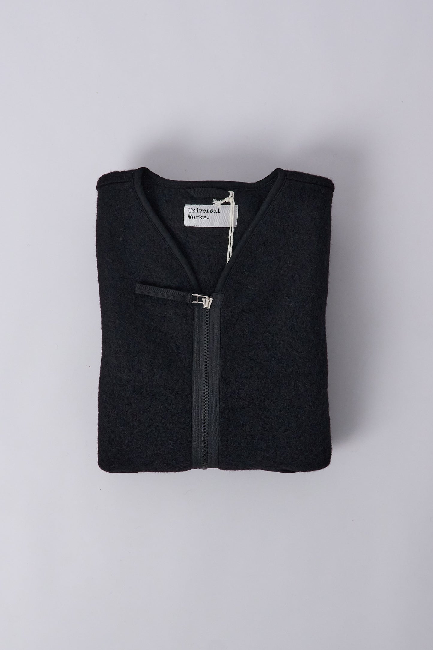 Zip Liner Jacket in Wool Fleece - Black