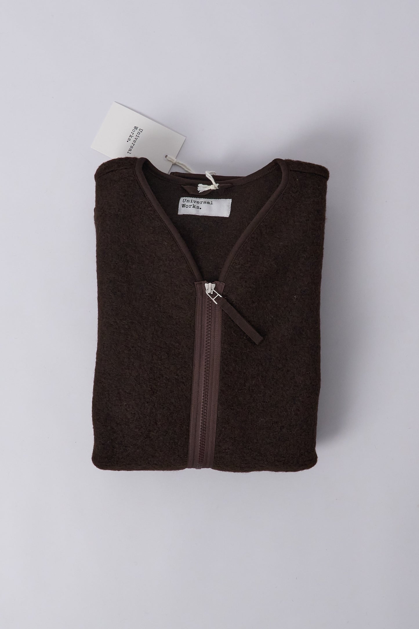 Zip Liner Jacket in Wool Fleece - Brown
