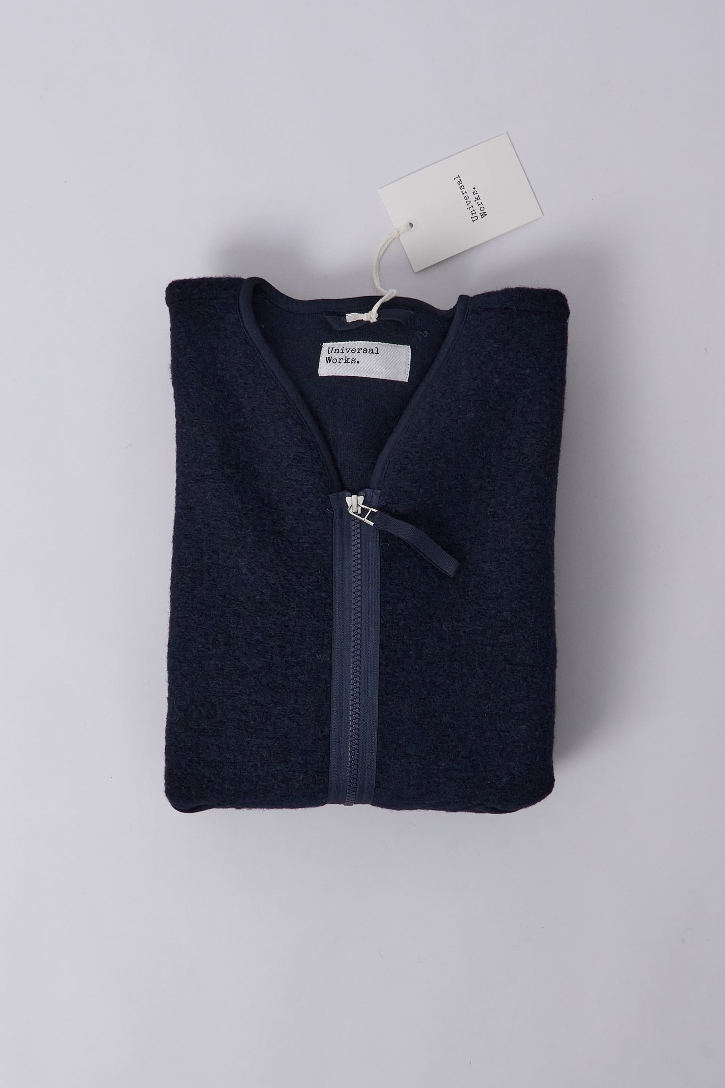 Zip Liner Jacket in Wool Fleece - Navy