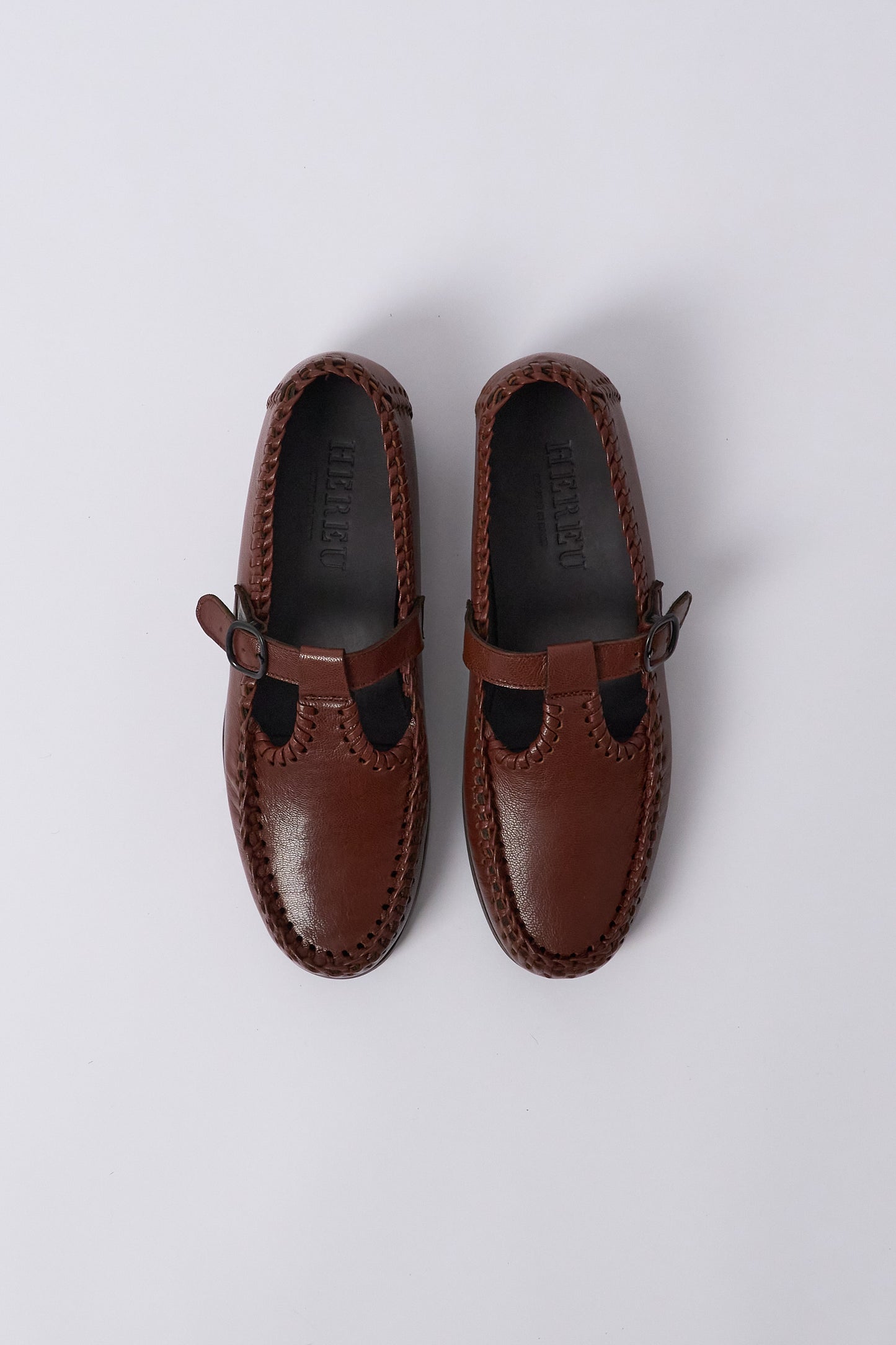 Alcover Braided Seams T-bar Loafer - Chestnut