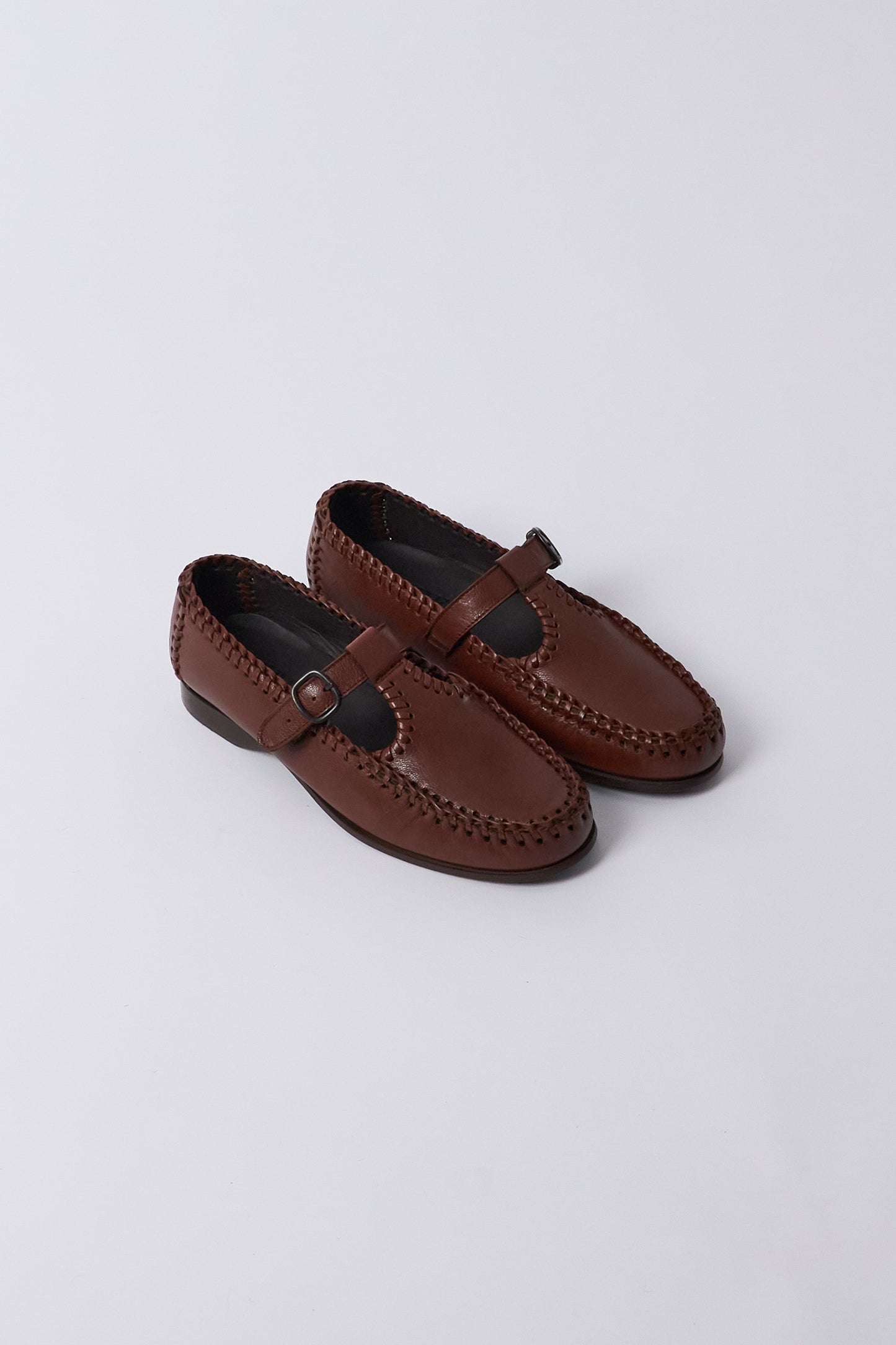 Alcover Braided Seams T-bar Loafer - Chestnut