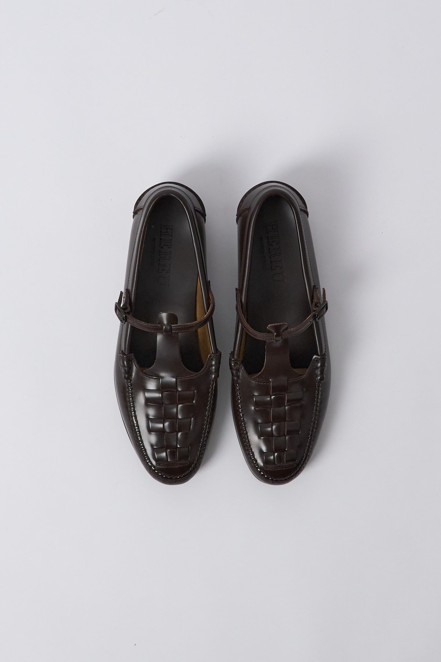 Maqueda Interwoven T-bar Loafer - Dark Brown