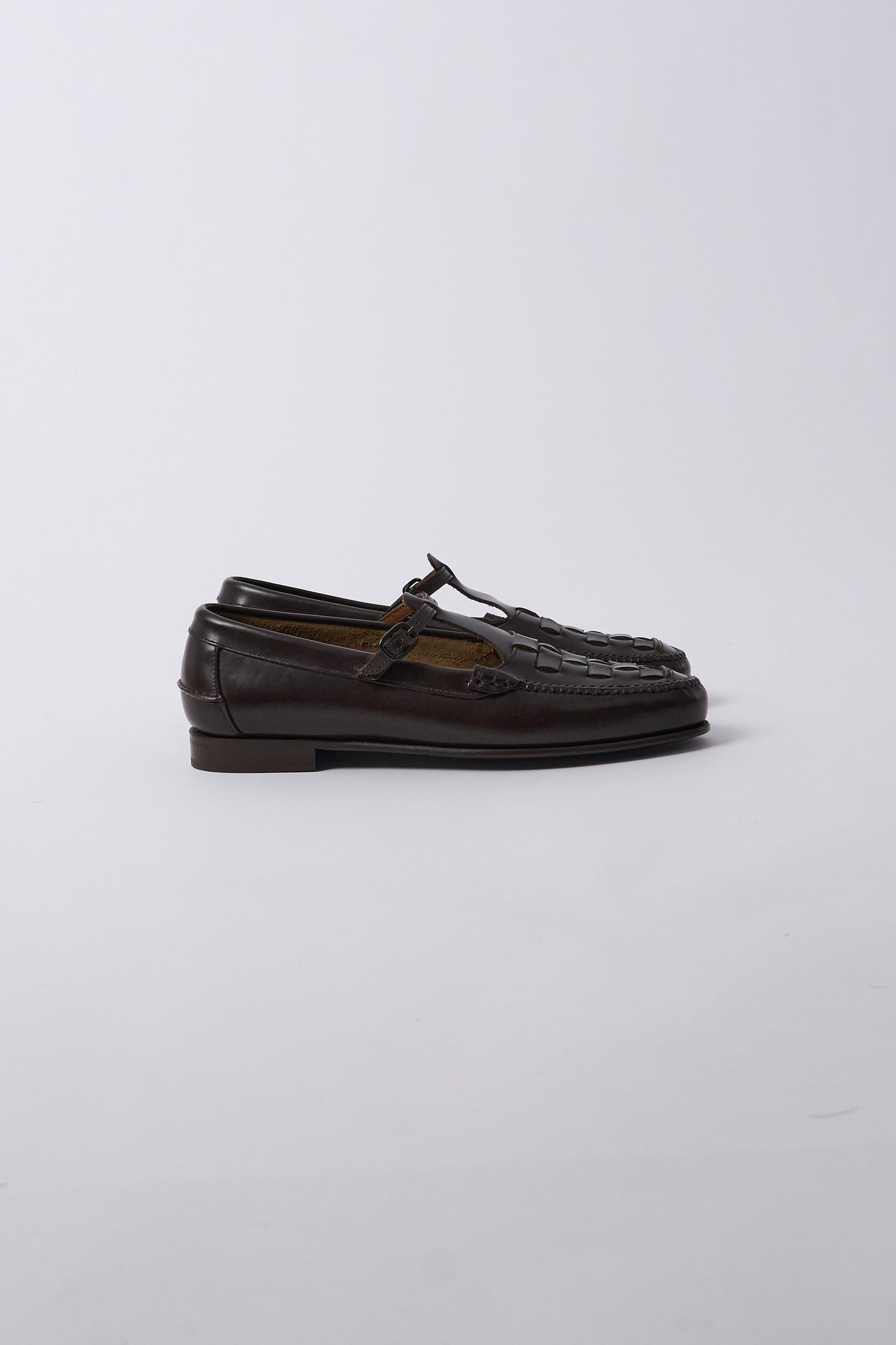 Maqueda Interwoven T-bar Loafer - Dark Brown