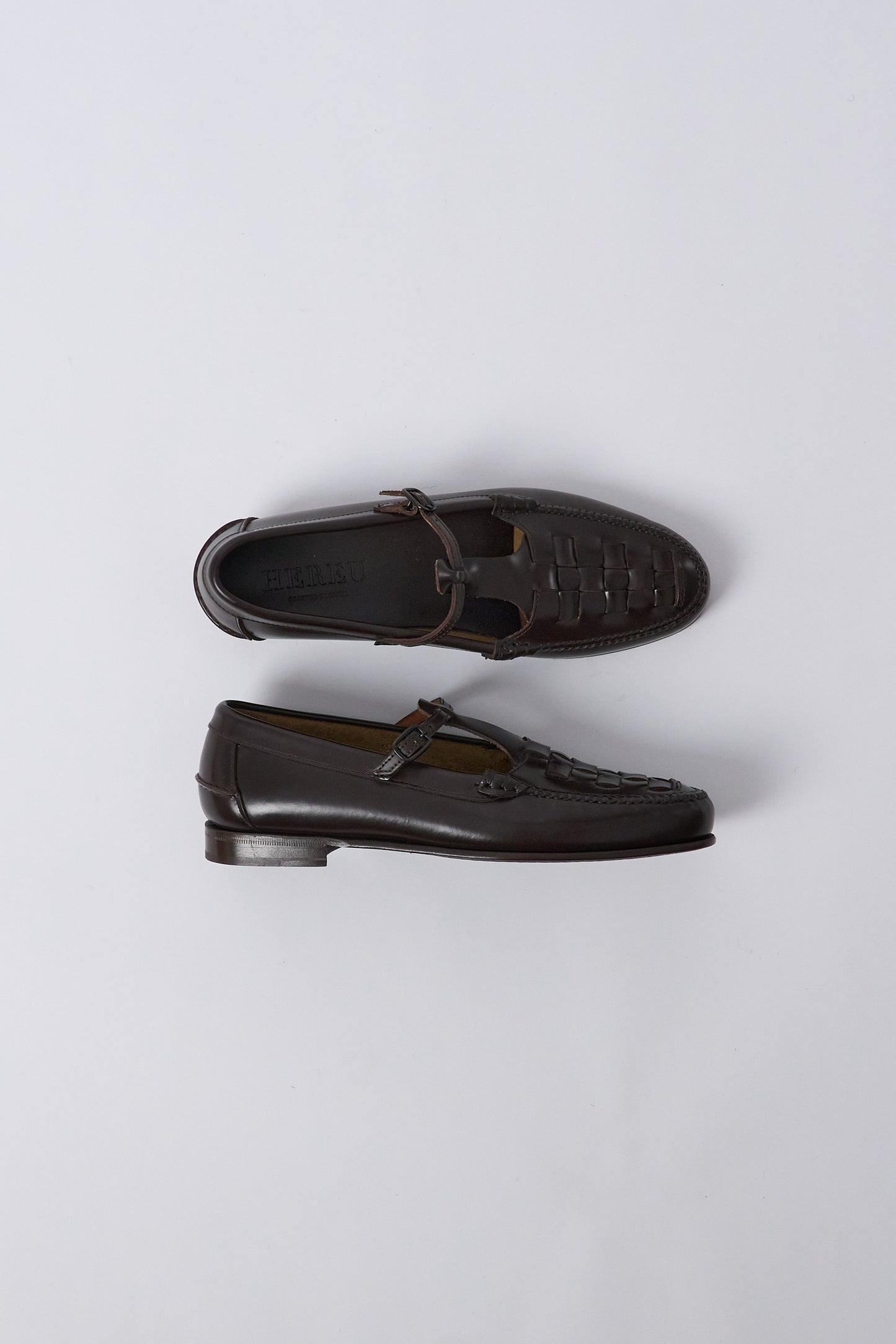Maqueda Interwoven T-bar Loafer - Dark Brown