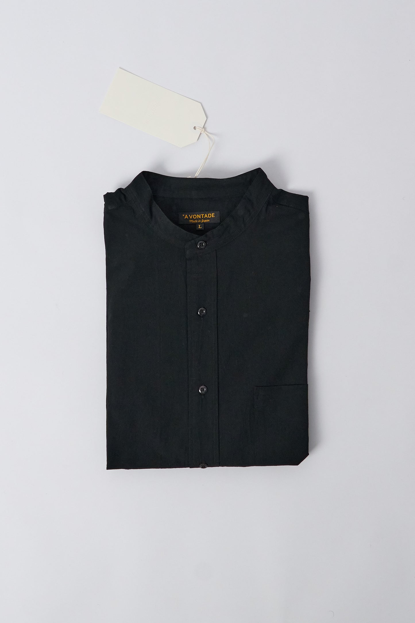 Banded Collar Shirt - Black