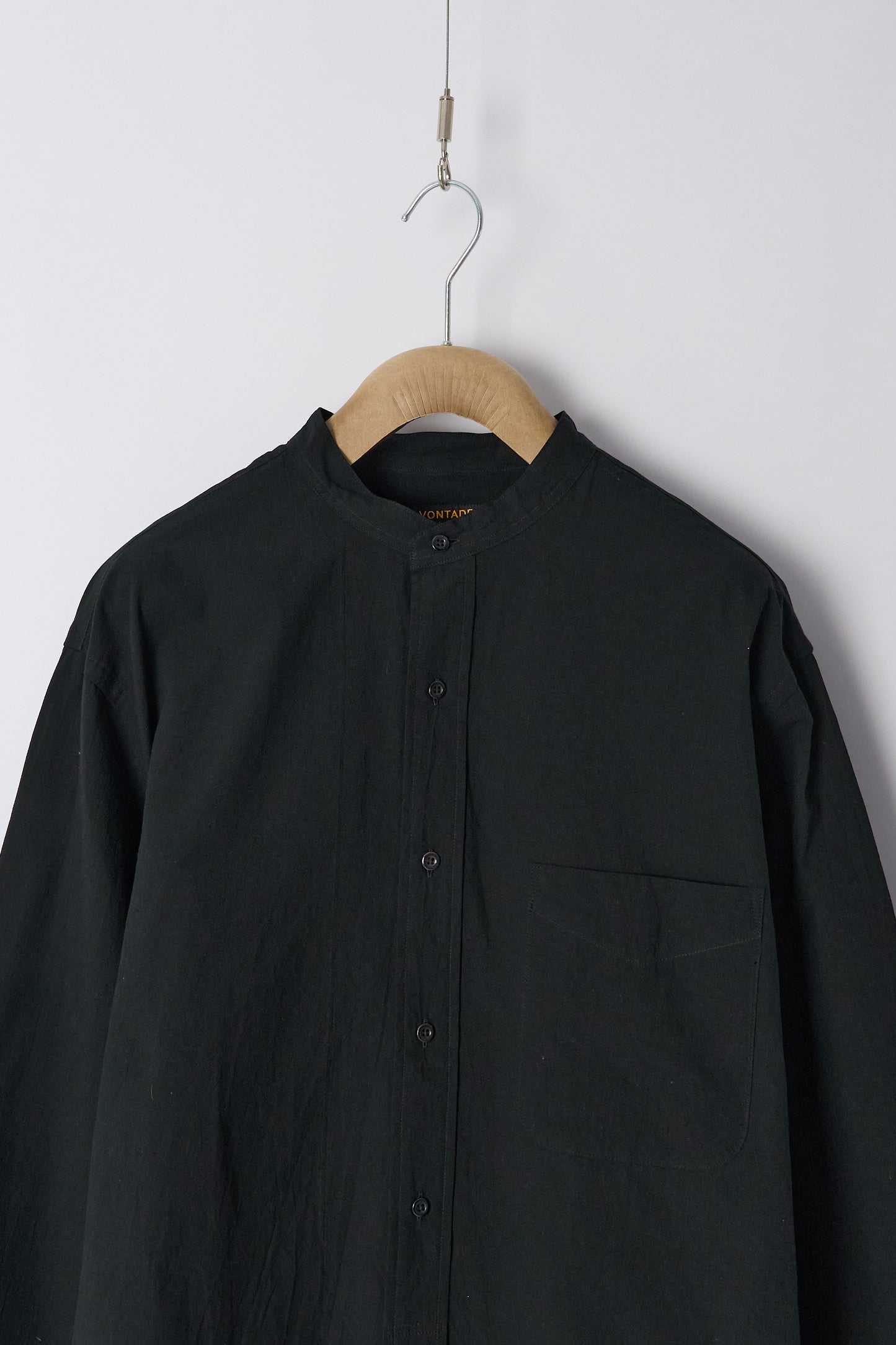 Banded Collar Shirt - Black