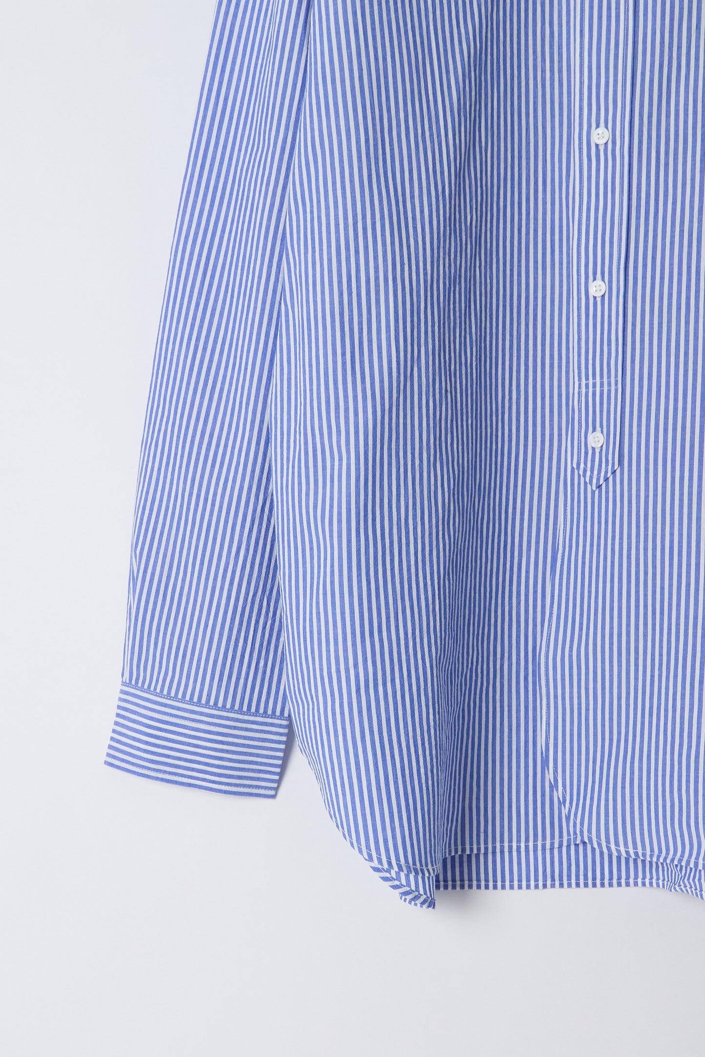 Banded Collar Shirt - Blue Stripe