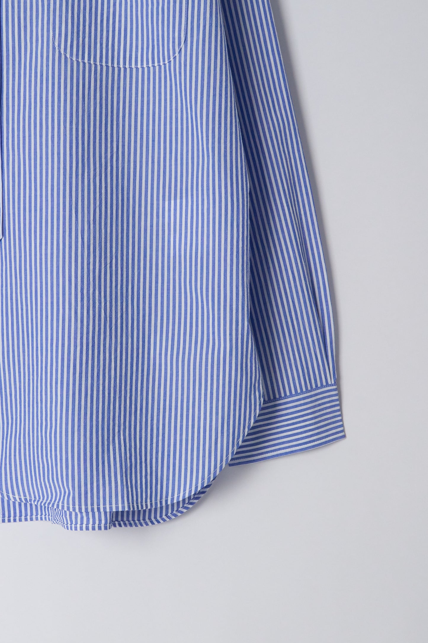 Banded Collar Shirt - Blue Stripe