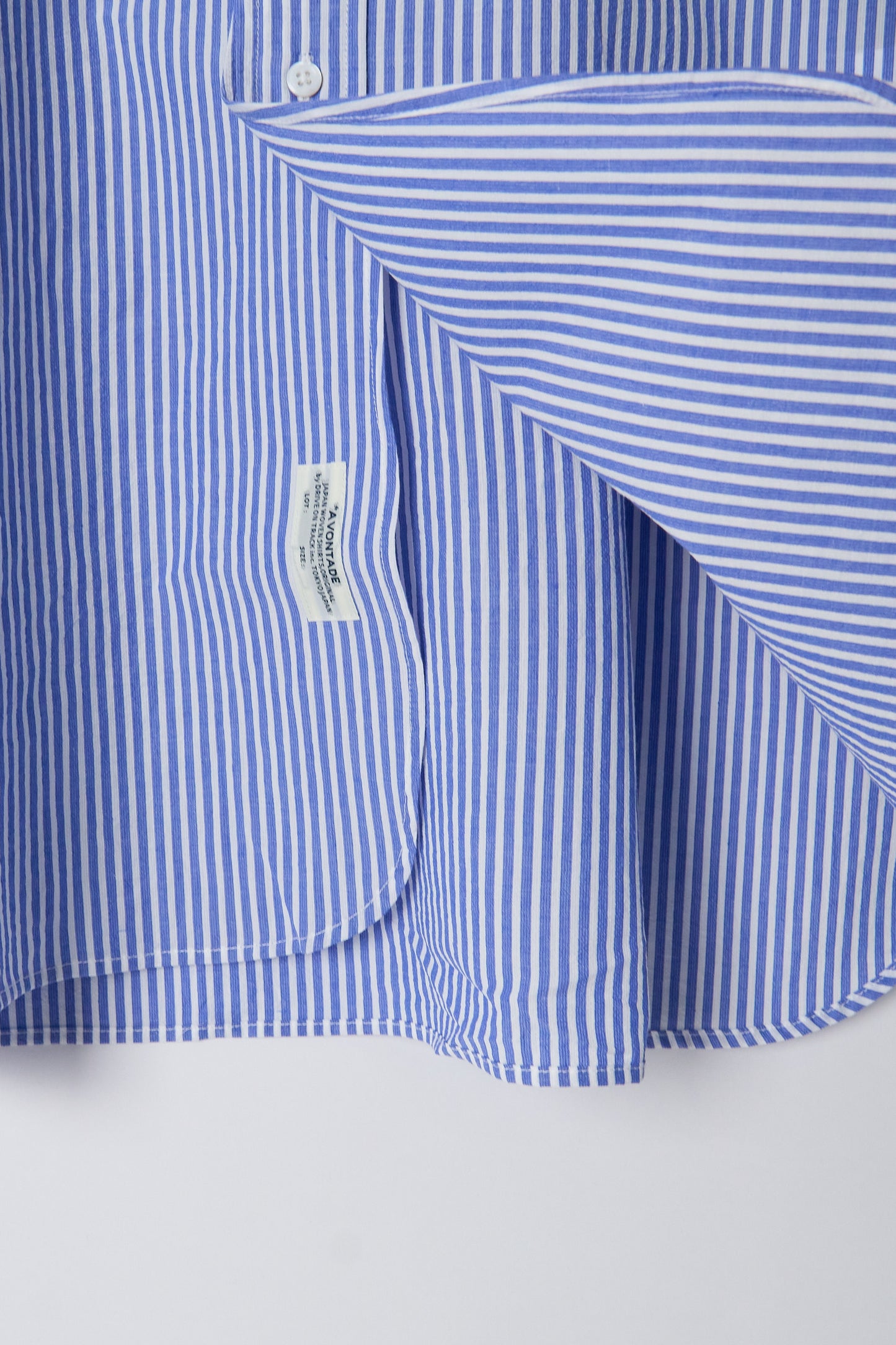 Banded Collar Shirt - Blue Stripe