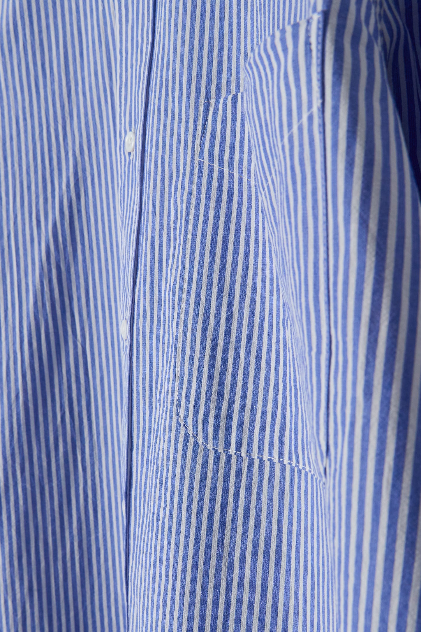 Banded Collar Shirt - Blue Stripe