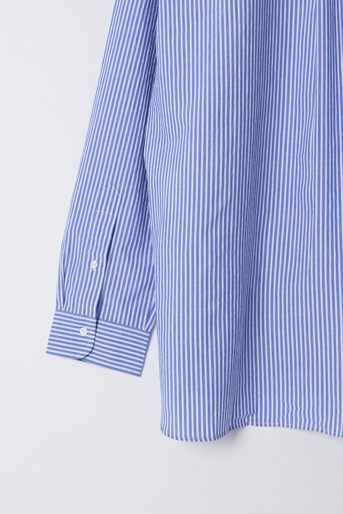 Banded Collar Shirt - Blue Stripe