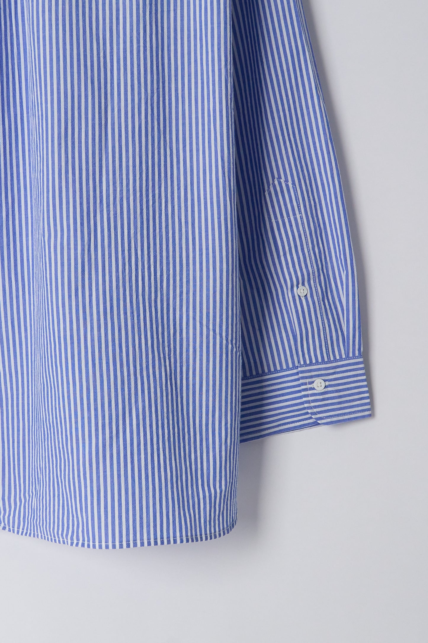 Banded Collar Shirt - Blue Stripe