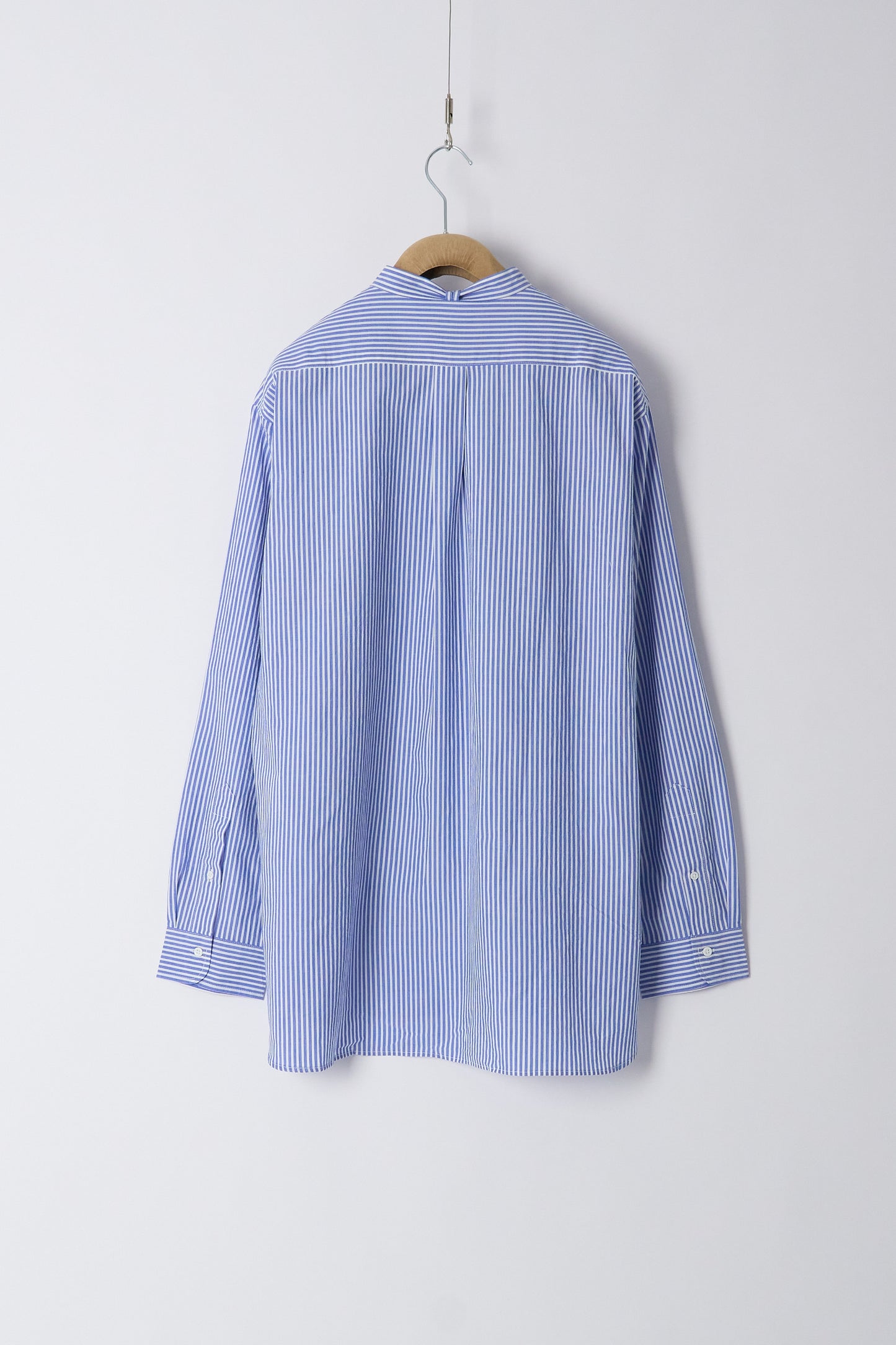 Banded Collar Shirt - Blue Stripe
