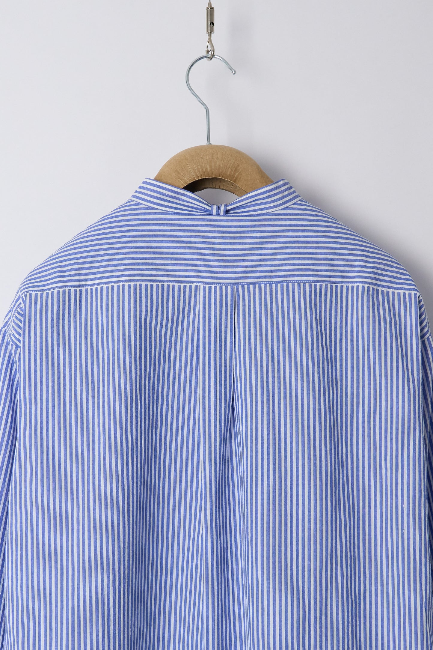 Banded Collar Shirt - Blue Stripe