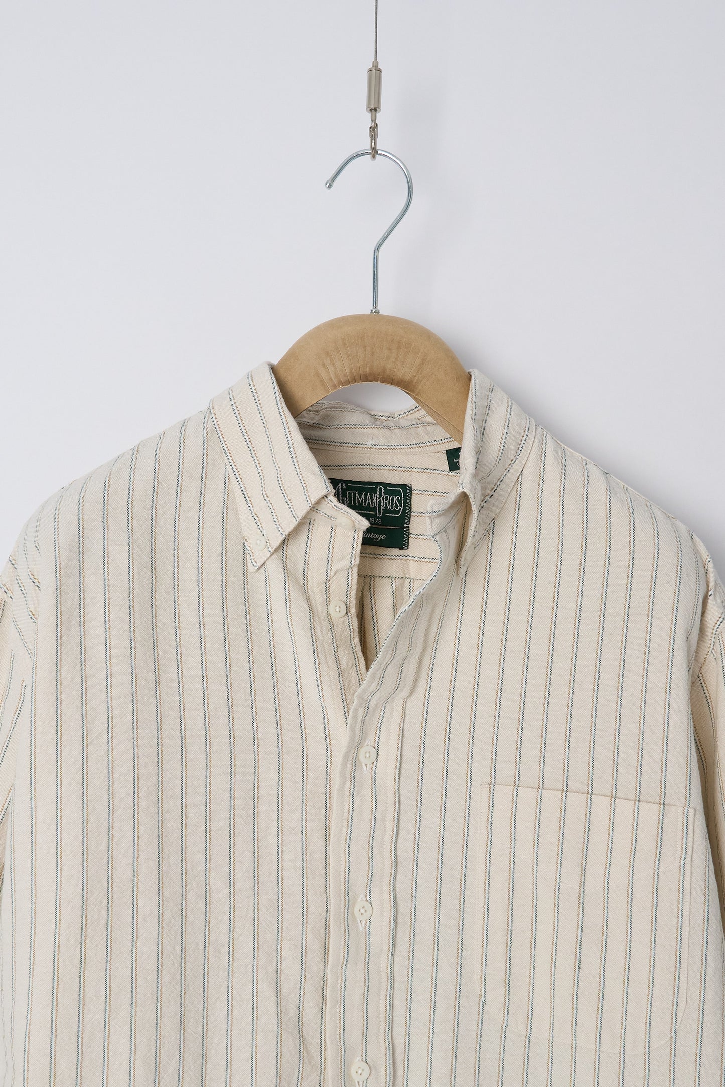 Tan Striped Japanese Oxford - Old Fit