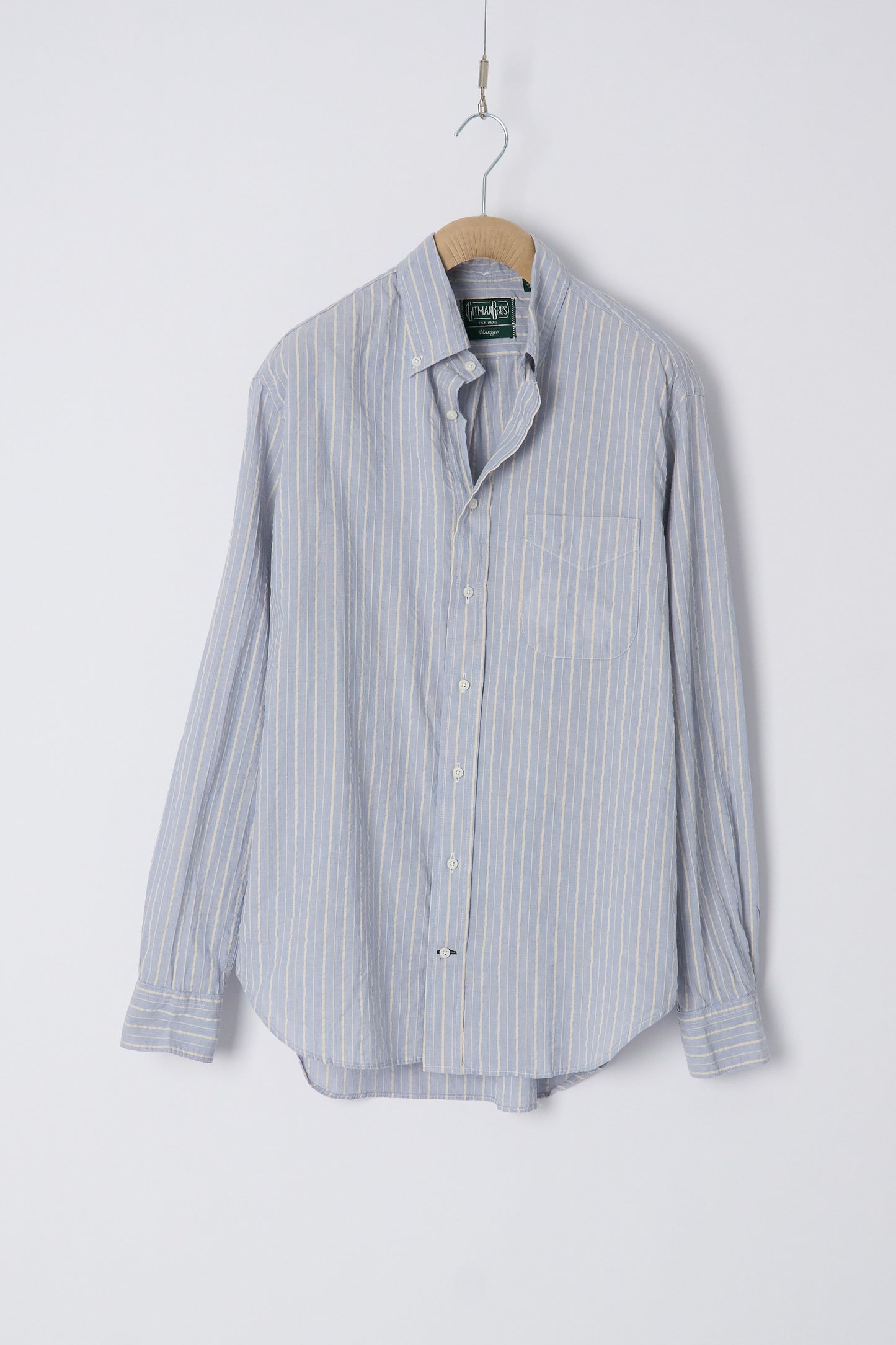 Blue Organic Cotton Dobby Stripe - Old Fit