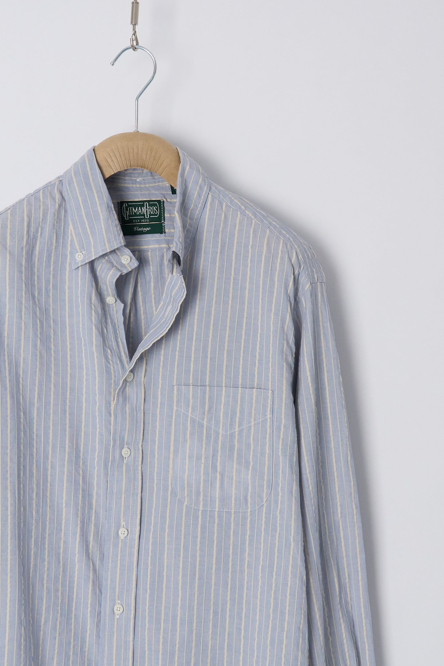 Blue Organic Cotton Dobby Stripe - Old Fit