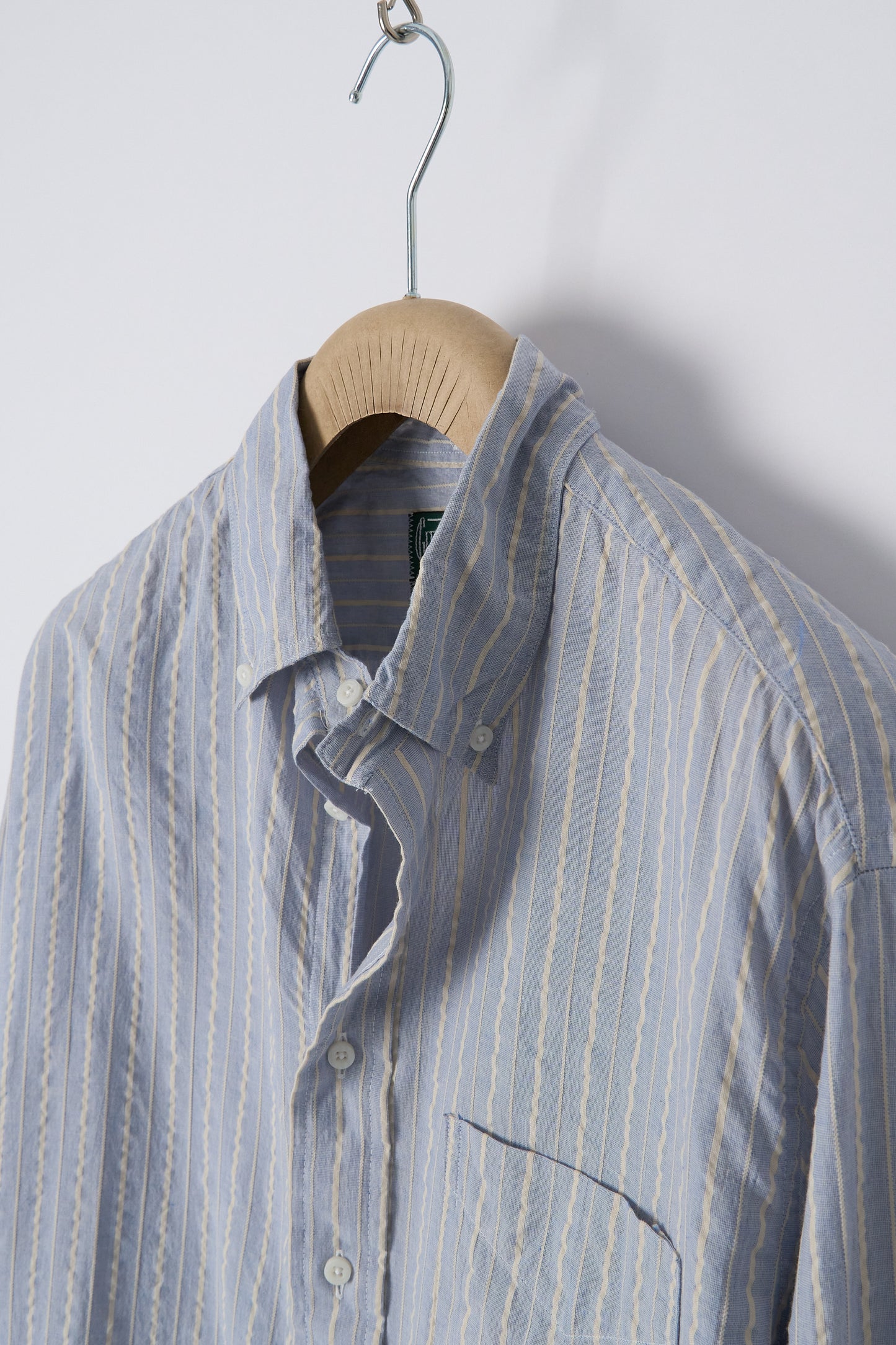 Blue Organic Cotton Dobby Stripe - Old Fit