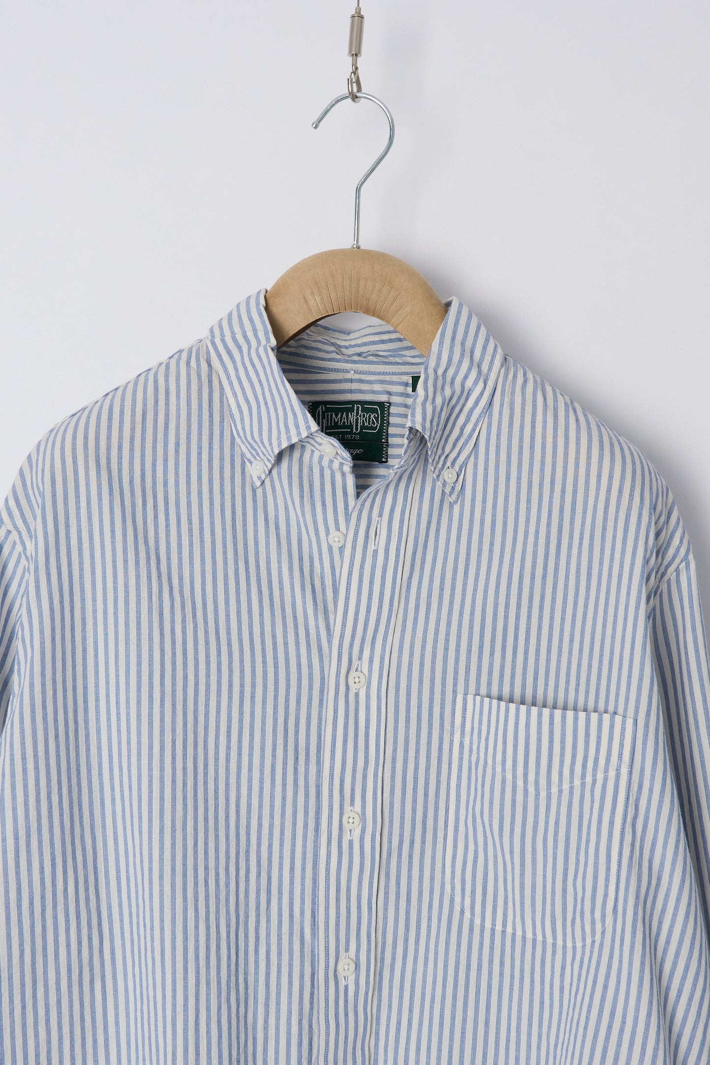 White Organic Cotton Dobby Stripe - Old Fit
