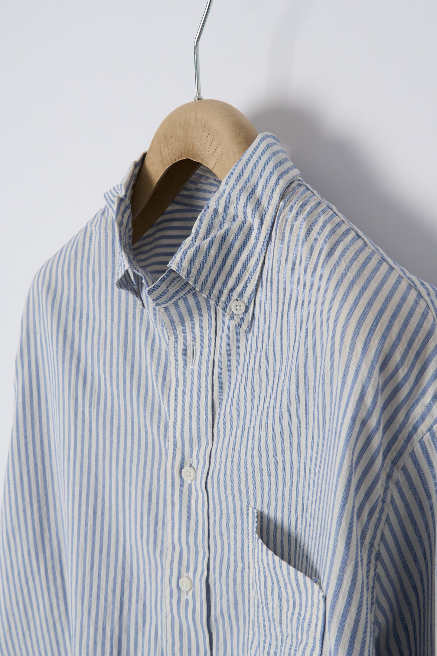 White Organic Cotton Dobby Stripe - Old Fit