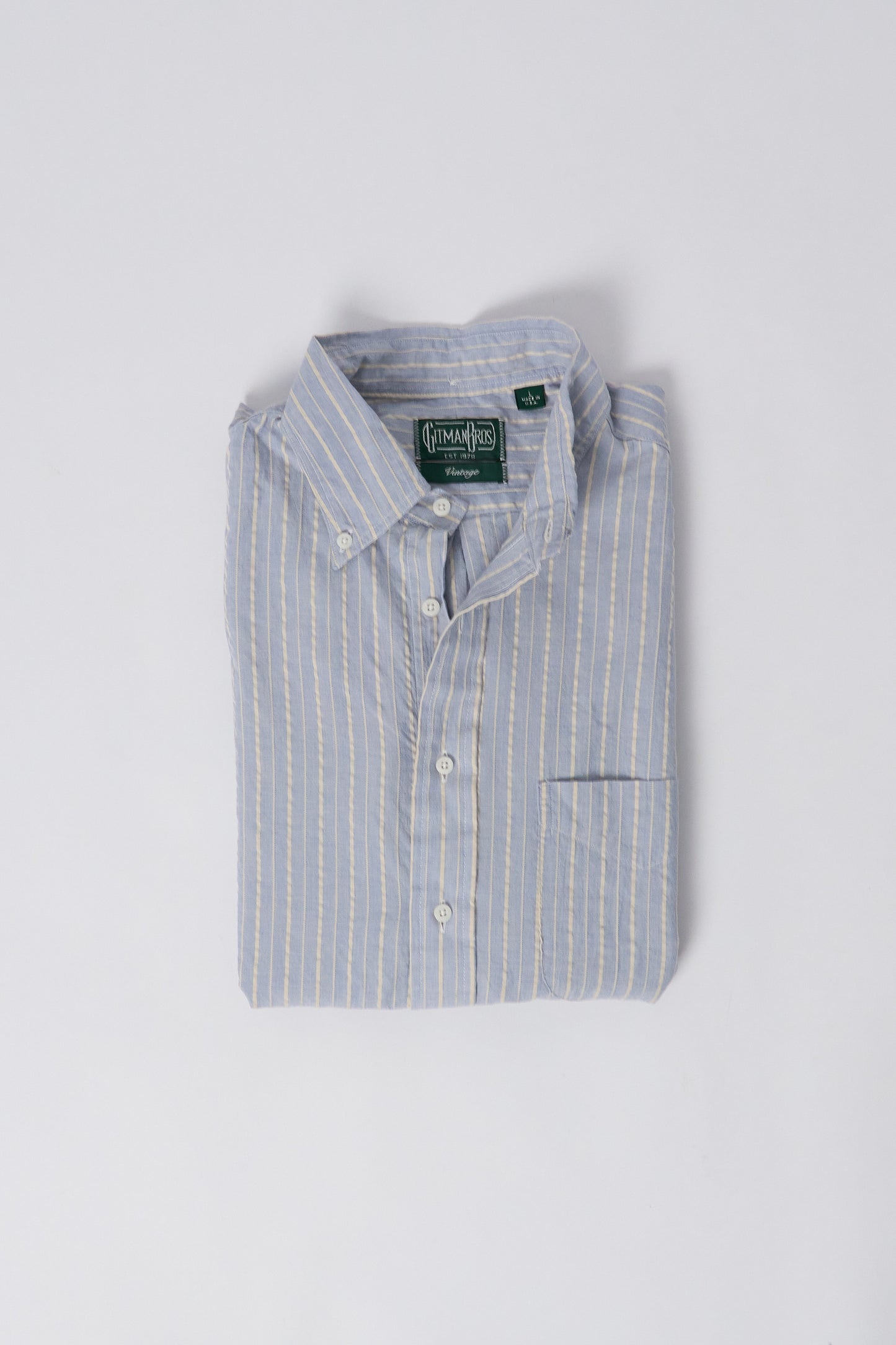 Blue Organic Cotton Dobby Stripe - Old Fit