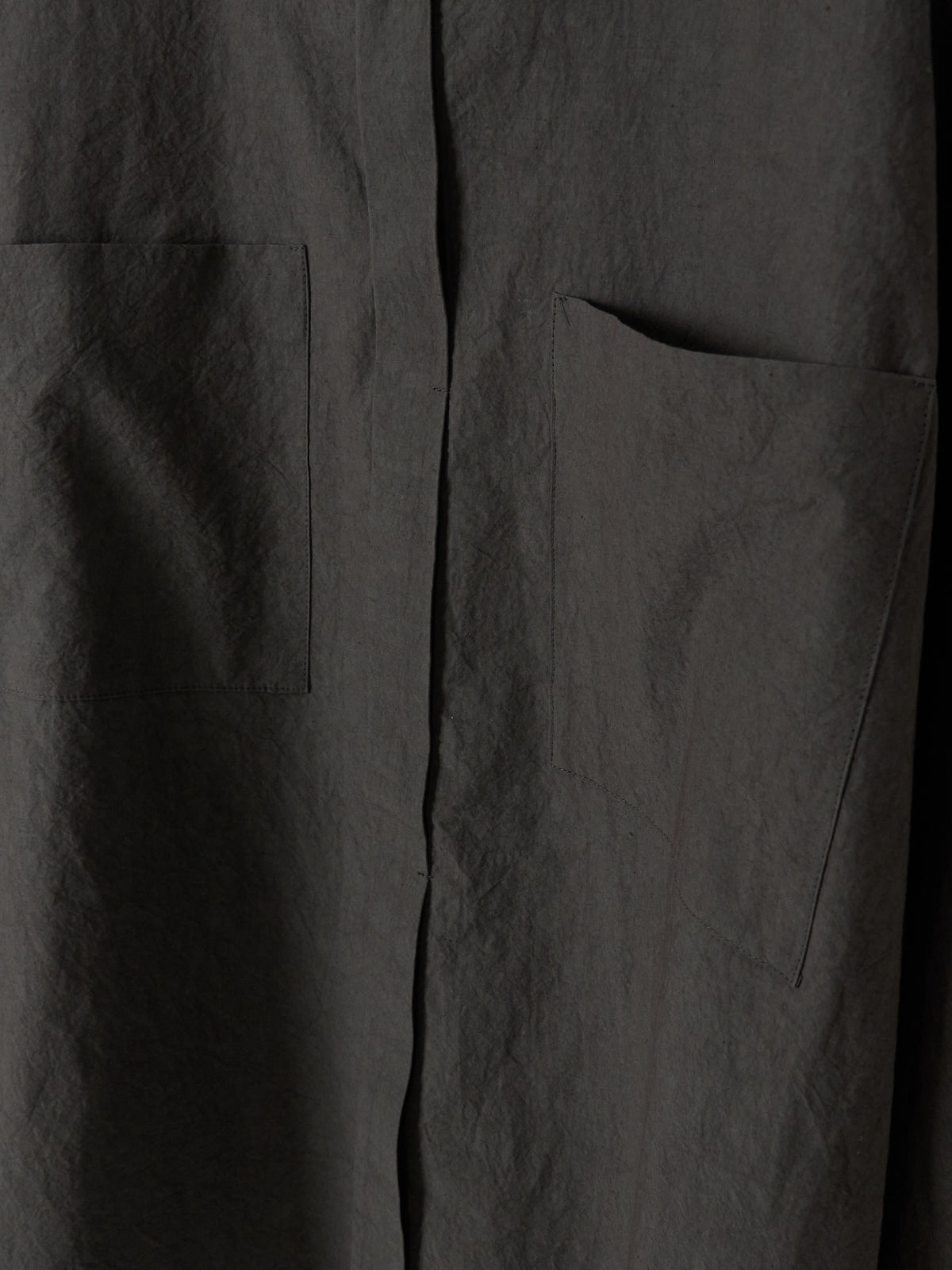 Double-Pocket Wide Shirt - Charcoal