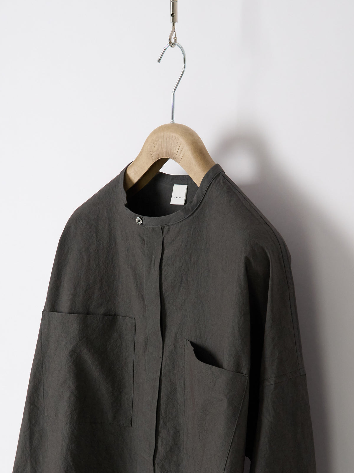 Double-Pocket Wide Shirt - Charcoal