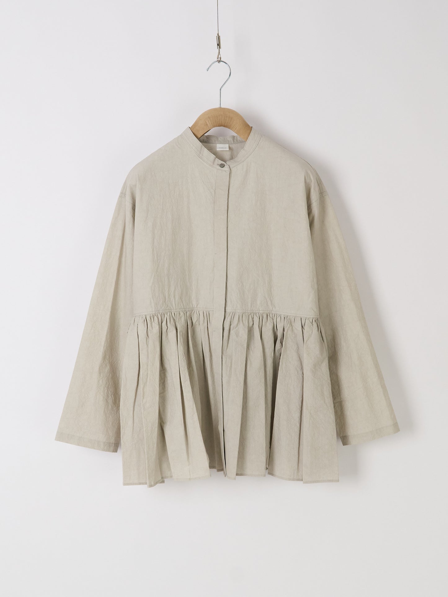 Gathered-Waist Blouse - Light Grey