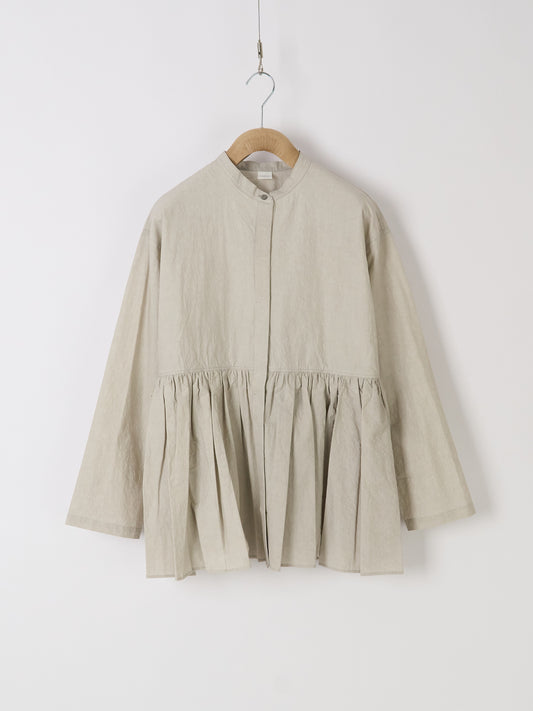 Gathered-Waist Blouse - Light Grey