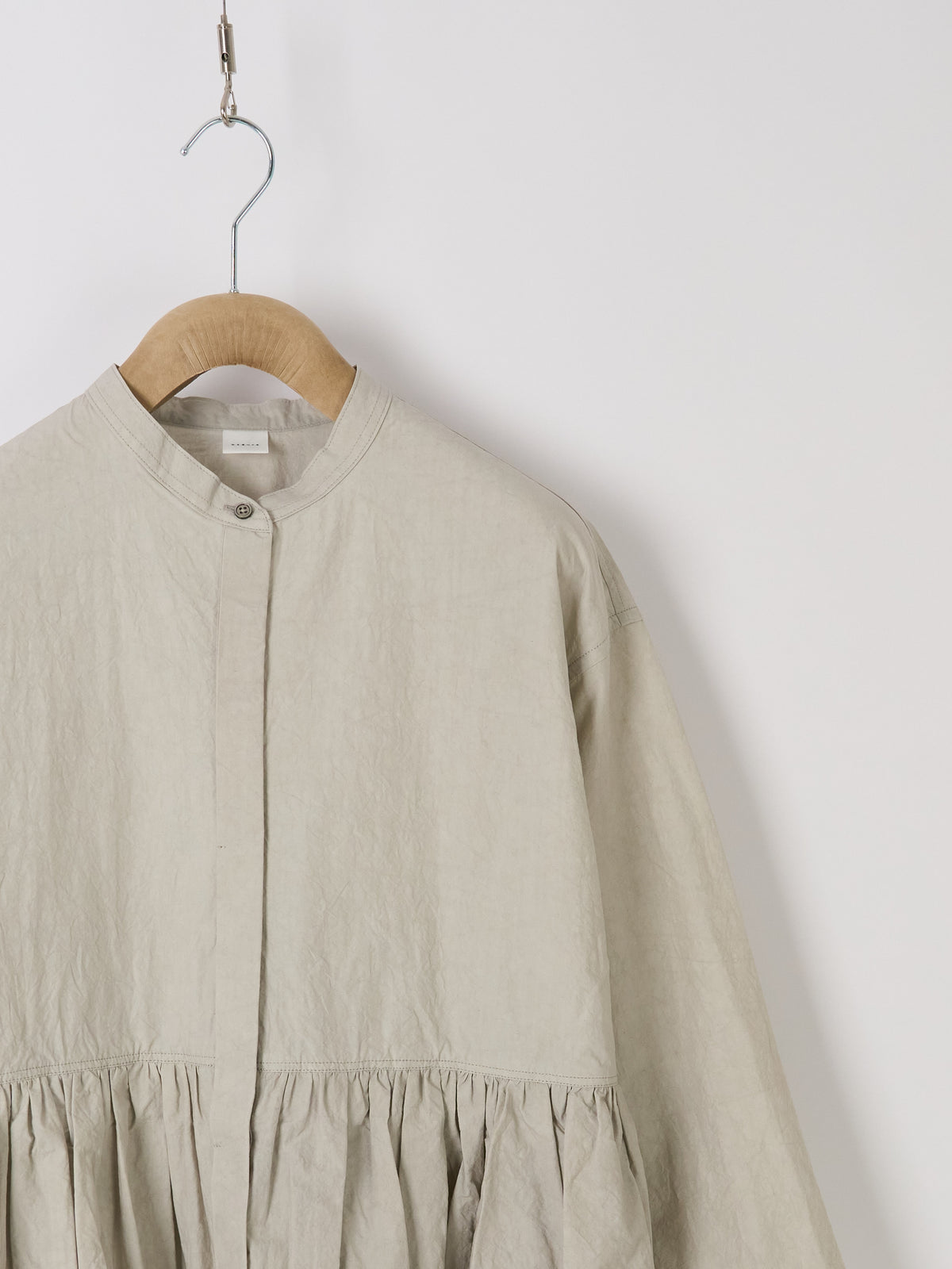 Gathered-Waist Blouse - Light Grey