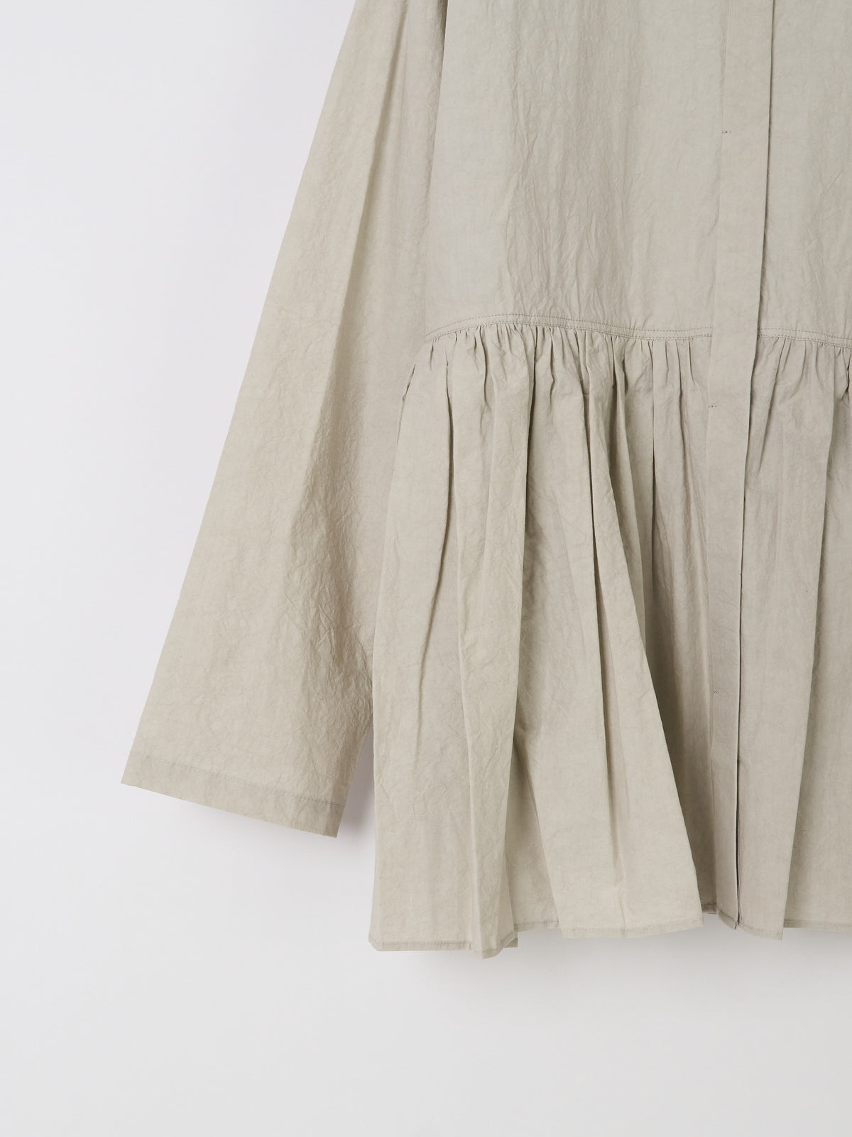 Gathered-Waist Blouse - Light Grey