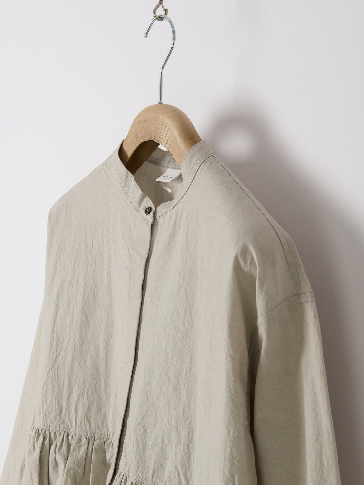 Gathered-Waist Blouse - Light Grey