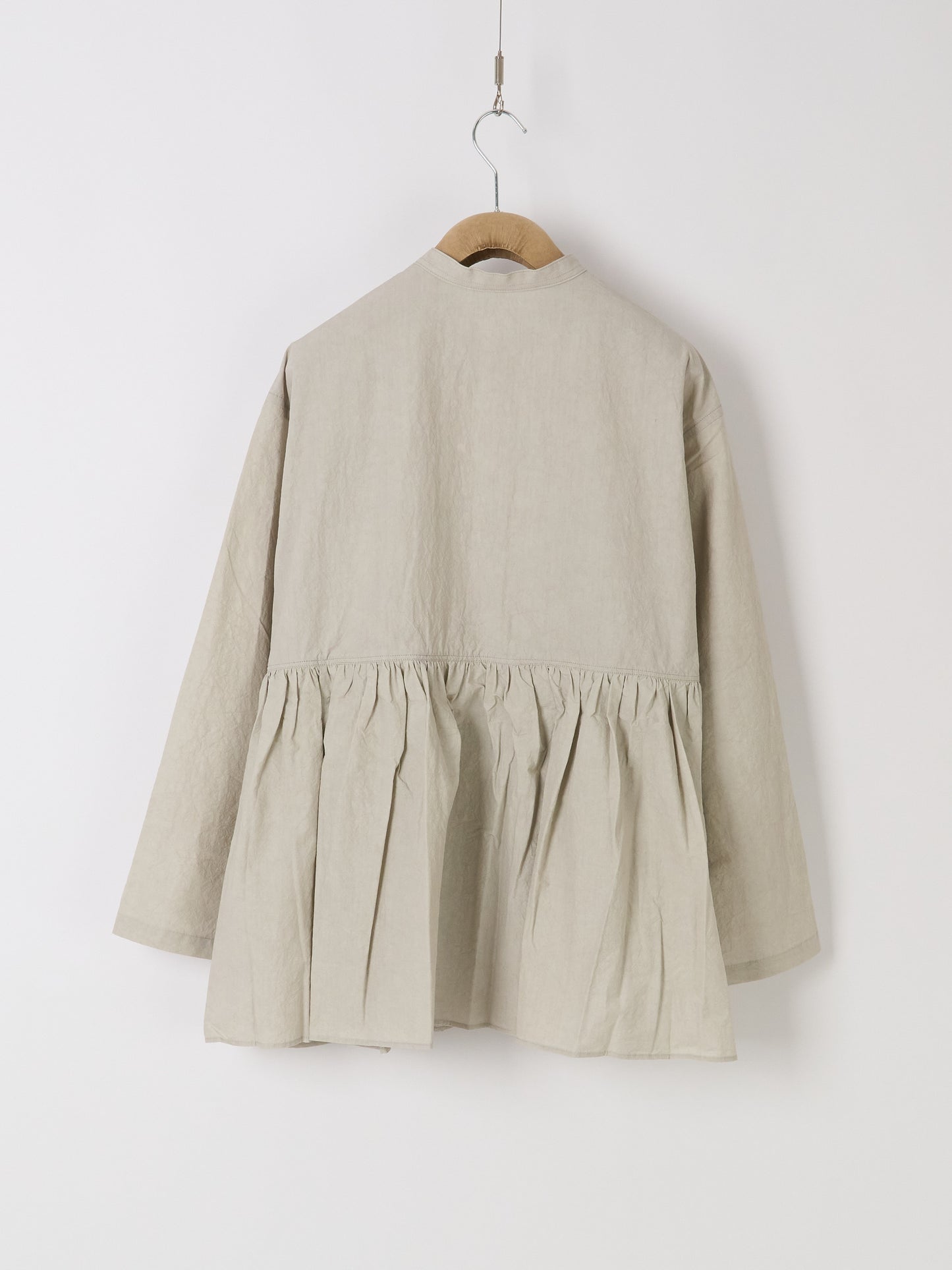 Gathered-Waist Blouse - Light Grey