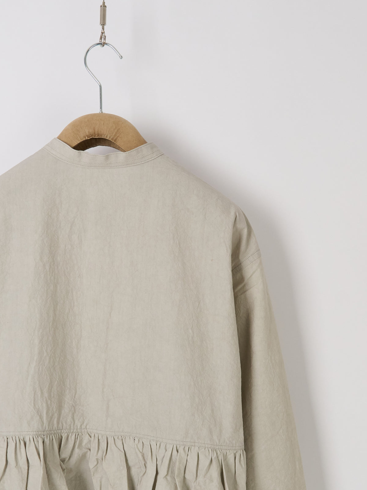 Gathered-Waist Blouse - Light Grey