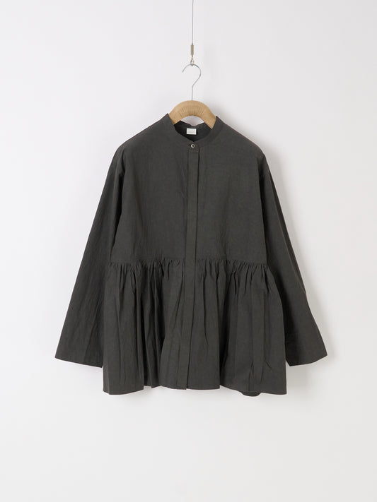 Gathered-Waist Blouse - Charcoal