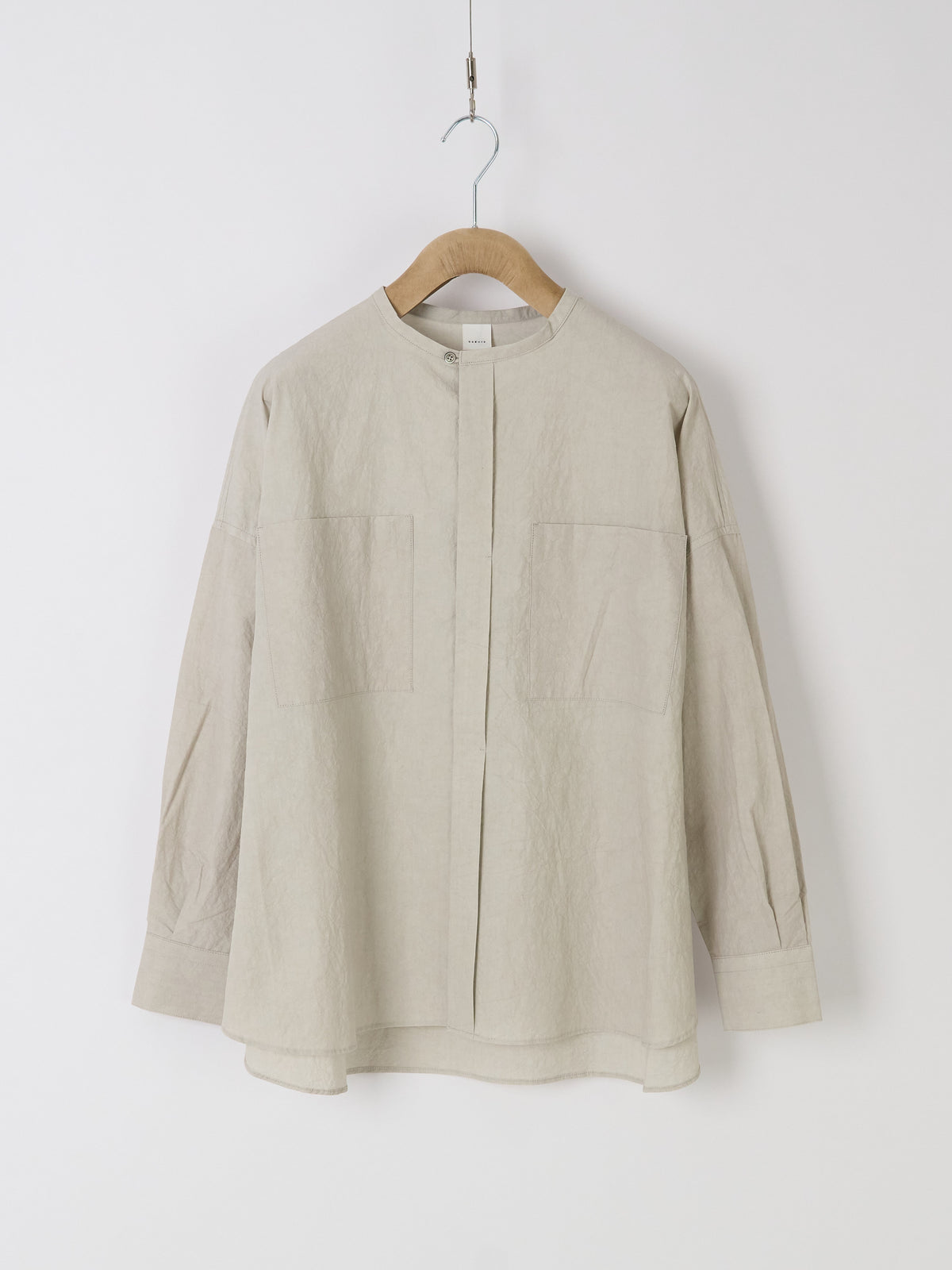 Double-Pocket Wide Shirt - Light Grey