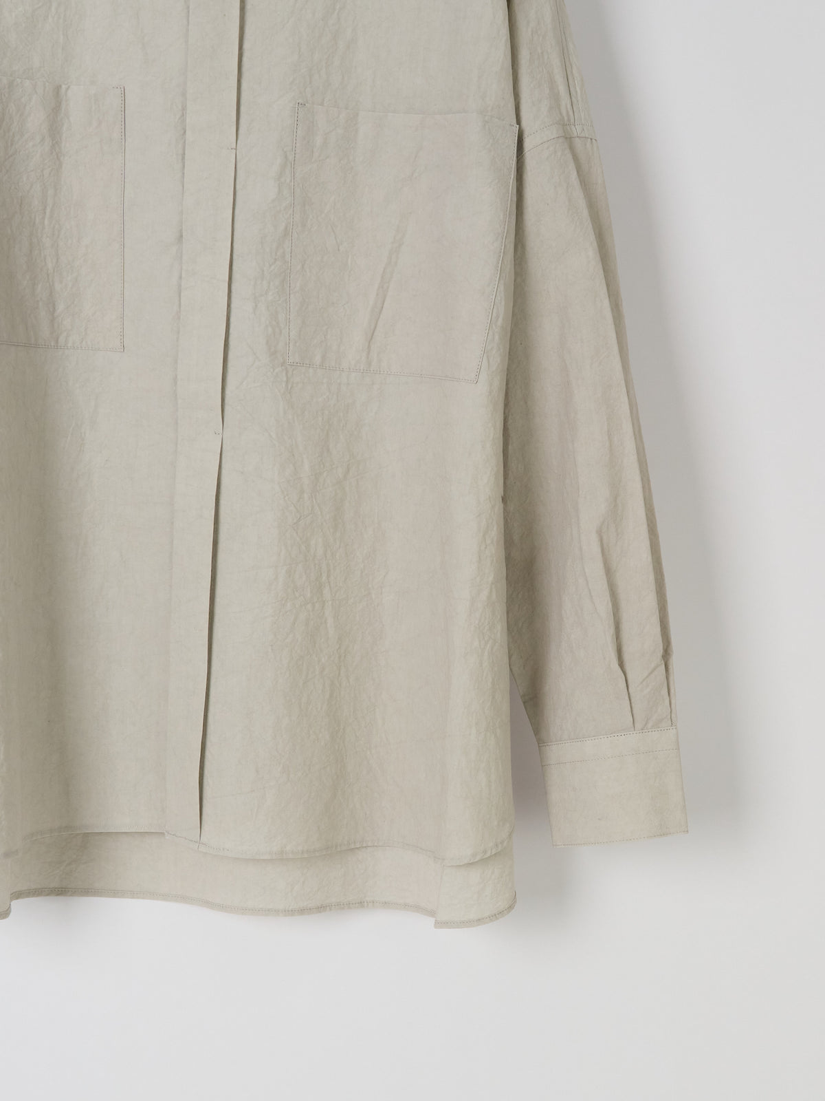 Double-Pocket Wide Shirt - Light Grey