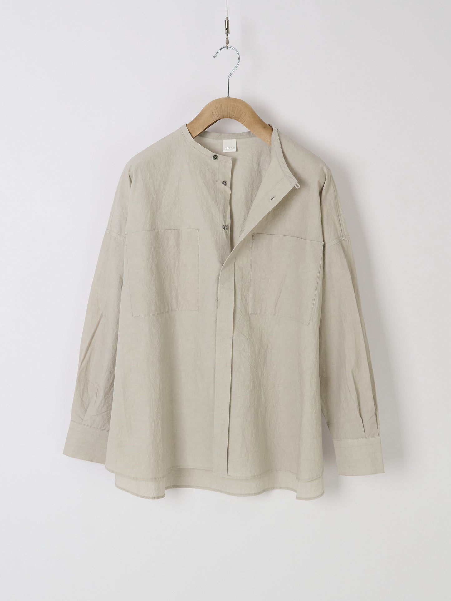 Double-Pocket Wide Shirt - Light Grey